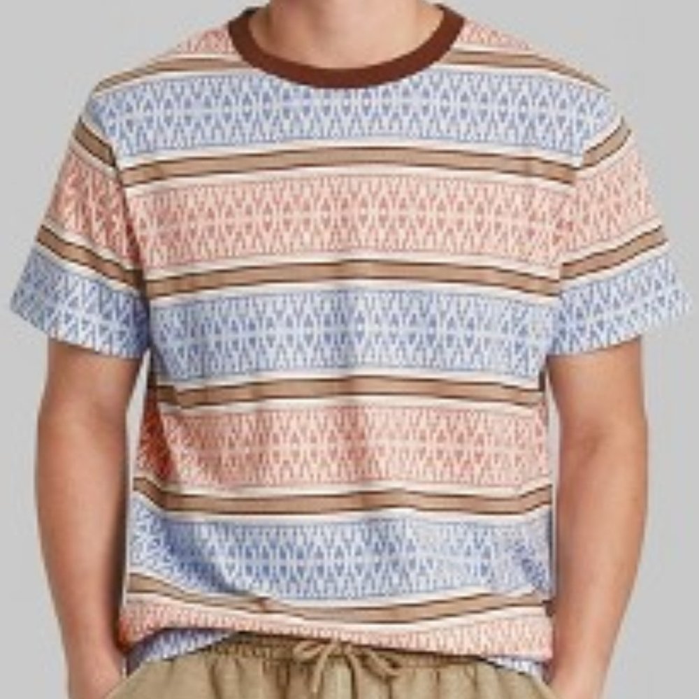 Original Use Boys Short Sleeve Crew Neck Tees Stripes T-shirts Brown Size S NWT